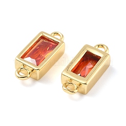 Dijes de conector rectangular de vidrio pavé de latón&nbsp;KK-H002-06G-02