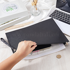 長方形のPUレザー会議ファイルバッグ  ファイルポケット  合金ジッパー付き  ブラック  263x346x2mm&nbsp;AJEW-WH20019-115B