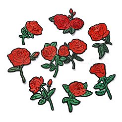 22 pieza de parche para coser o planchar con bordado computarizado de poliéster con flor de rosa&nbsp;PATC-CJZ0001-01