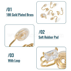 12 шт. 6 стиля латунная микропаве прозрачная кубическая циркониевая фурнитура для ушей&nbsp;KK-TA0003-24