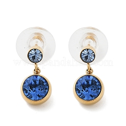 Серьги-гвоздики из нержавеющей стали 304 со стразами&nbsp;EJEW-G423-17G-02