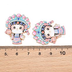 Peking-Opernkatzen-Legierungs-Emaille-Cabochons&nbsp;AL-CBA1A6F-04KCG-A