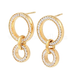 Boucles d'oreilles à tige en acier inoxydable 304 avec micro pavé de zircones cubiques pour femmes&nbsp;SA-A003-02A-G
