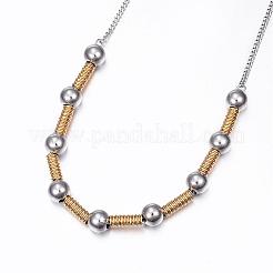 304ステンレススチールジュエリーセット  ブレスレットとネックレス  カニカンとカットカーブチェーン付き  ゴールデン·ステンレス鋼色  17.72インチ（45cm）  7-1/8インチ（180mm）&nbsp;SJEW-H060-01A