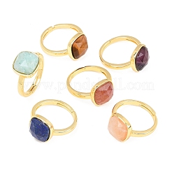 Bagues en pierres précieuses naturelles avec accessoires en laiton&nbsp;G-H353-04G