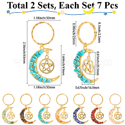 Брелок из сплава драгоценных камней в виде луны и звезд с тематикой чакры KEYC-SC0001-49