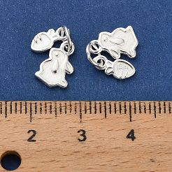 Пасхальные серебряные подвески в виде кролика и морковки STER-P071-04S
