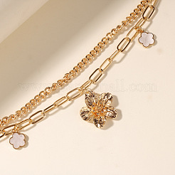 Сплав белый цветок подвеска двухслойная цепь браслеты для щиколотки для женщин FS-WG4B964-01