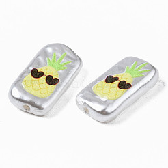 3dプリントABSプラスチックイミテーションパールビーズ  パイナップルの長方形  シャンパンイエロー  17x9x4mm  穴：1mm&nbsp;KY-S163-431