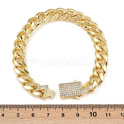 Латунные микропаве прозрачные кубические цирконии кубинские цепные браслеты для женщин BJEW-F504-09G