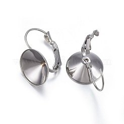 変色しにくい201ステンレススチールフレンチフックピアス金具  304ステンレススチールピアスフック付き  ステンレス鋼色  22x14.5x16mm  トレイ：14mm  ピン：0.8mm&nbsp;X-STAS-P210-29P