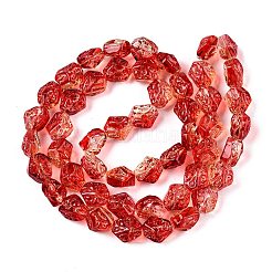 電気メッキガラスビーズセット  ナゲット  レッドオレンジ  13.5~14x13.5x10mm  穴：0.9mm  約49~50個/連  26.97~27.56インチ（68.5~70cm）&nbsp;EGLA-N012-09F