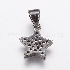 真鍮製マイクロパヴェキュービックジルコニアチャーム  スター  ガンメタ色  11.5x10x2mm  穴：2.5x3mm&nbsp;ZIRC-E143-72B