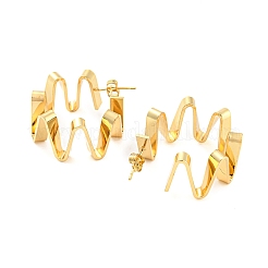 Серьги-гвоздики из латуни с поворотной волной и покрытием стойки&nbsp;EJEW-P240-09G