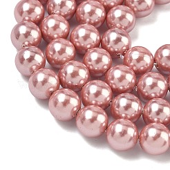 電気めっきシェルパールビーズ連売り  ラウンド  淡いバイオレットレッド  8mm  穴：0.7mm  約49~50個/連  15.71~15.87''（39.9~40.3センチメートル）&nbsp;X-BSHE-G041-8mm-05