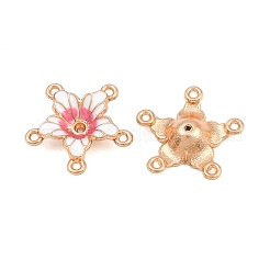 合金エナメルシャンデリアコネクターパーツ  花  ライトゴールド  ホワイト  17x17.5x4.5mm  穴：1.1mm&nbsp;AL-CBA8479-12KCG-02