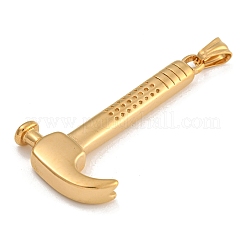 イオンプレーティング（IP）304ステンレススチールビッグペンダント  ハンマーチャーム  ゴールドカラー  59.5x30x7mm  穴：9x5mm&nbsp;STAS-D110-02G