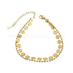 Браслеты на ногу из двухслойной цепочки из нержавеющей стали 304 с блестками и шариковой цепочкой для женщин FS-WG0AA08-01