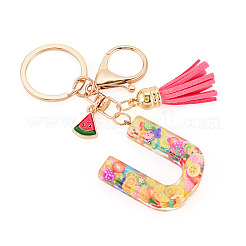 Llaveros de resina con letras de la serie Fruit&nbsp;KEYC-TAC0033-02U