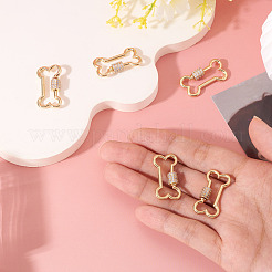 5 шт. латунные подвески-карабинчики с микропаве из прозрачного кубического циркония&nbsp;KK-TA0003-17