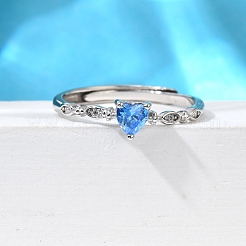 925 регулируемые кольца из стерлингового серебра с родиевым покрытием и кубическим цирконием RJEW-D300-05P-03