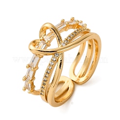 Латунные микро проложить манжеты кольца кубического циркония&nbsp;RJEW-C141-04G