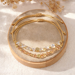 2 шт. Браслет из плетеных бусин из латуни и стекла для женщин&nbsp;IU7406-1