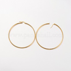 Boucles d'oreilles créoles en acier inoxydable 304 avec placage ionique (IP)&nbsp;EJEW-N0016-11G-L