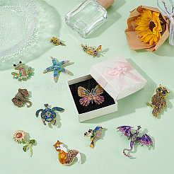 12 шт. 12 стиля брошь из цинкового сплава и страз JEWB-AR0001-20