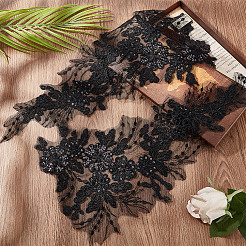 Кружевные аппликации с вышивкой из полиэстера с цветочным узором DIY-WH0308-278C