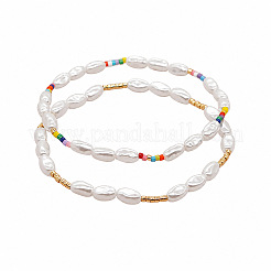 2 bracelet extensible en perles ovales d'imitation et perles de rocaille (2 styles différents).&nbsp;KV4840