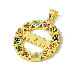 Подвески из латуни с микропаве ко Дню матери и кубическим цирконием&nbsp;KK-H472-04G-03
