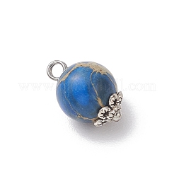 Круглые подвески из натуральной окрашенной императорской яшмы с латунными петлями&nbsp;PALLOY-JF04140