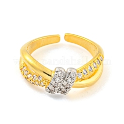 Открытое кольцо-манжета из латуни с микропаве из кубического циркония AJEW-U003-04B-G