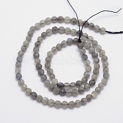 Facettiert rund Natur Labradorit Perlenstränge&nbsp;LS-G-I156-03-4mm
