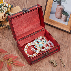 Coffre à bijoux vintage en bois orné de fleurs&nbsp;CON-WH20002-18