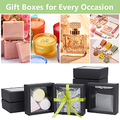 Квадратные бумажные коробки для печенья с прозрачным окном из ПВХ&nbsp;CON-WH0098-16A-01