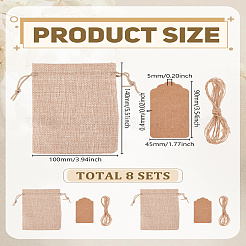 8шт прямоугольные мешочки из мешковины для упаковки&nbsp;ABAG-LP0001-76