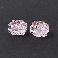 電気メッキガラスビーズ  金箔  ヒマワリ  ジュエリー作りのための  蘭  12.5x11.5x6mm  穴：1mm&nbsp;LS-GLAA-G090-01E