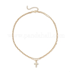 Ожерелья-крестики из латуни с прозрачным фианитом и прозрачным фианитом NJEW-JN05381
