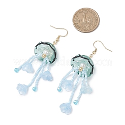 Серьги-подвески из акрила и стеклянных бусин в виде медуз&nbsp;EJEW-MZ00665