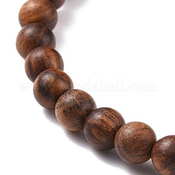 Bracelet extensible en bois naturel et hématite synthétique avec mauvais œil au chalumeau&nbsp;BJEW-JB08094