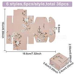 36 шт. 6 стили квадратных бумажных подарочных коробок CON-BC0007-05