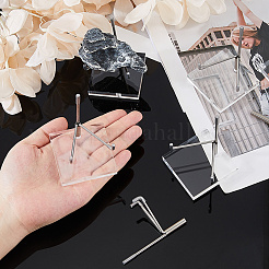 Подставка для хрустального шара из нержавеющей стали с квадратными основаниями из прозрачного акрила&nbsp;AJEW-WH0695-152P-B