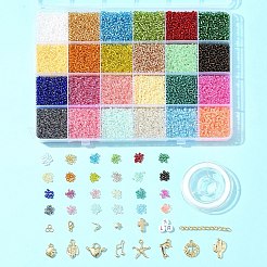 Наборы для изготовления браслетов из круглого стеклянного бисера и подвесок из сплава своими руками&nbsp;DIY-FS0007-19