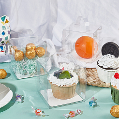 Складные квадратные прозрачные коробки для кексов для домашних животных&nbsp;CON-WH0088-28A