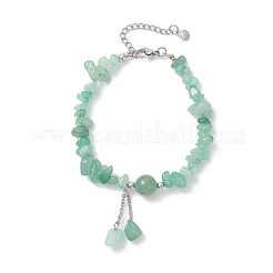 Браслеты с подвесками из натурального зеленого авантюрина для женщин&nbsp;BJEW-JB12296-03