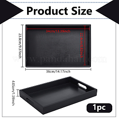 木製サービングトレイ  長方形  ブラック  360x238x40.5mm  内径：340x224mm&nbsp;AJEW-WH0609-355