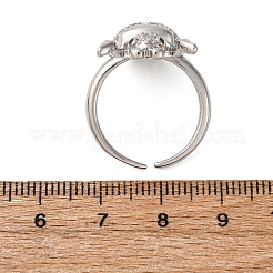 Латунные микропаве кубические цирконии регулируемые открытые манжеты кольца для женщин RJEW-A072-01D-P