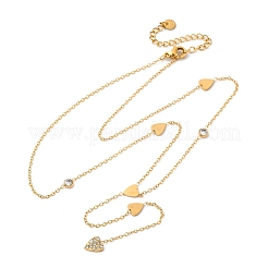 Ожерелья-лариаты из нержавеющей стали 304 с кристаллами и стразами в форме сердца NJEW-R026-10G